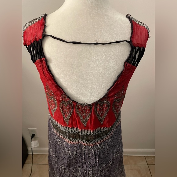 Free People Animal Print Heart Pattern Mini Lightweight Dress Size S - Picture 4 of 7